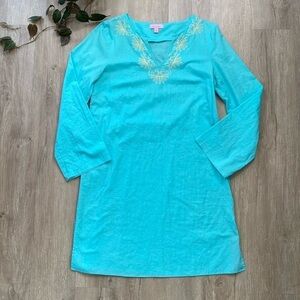 Lilly Pulitzer Elina Cotton Slub Tunic Embroidered Detail